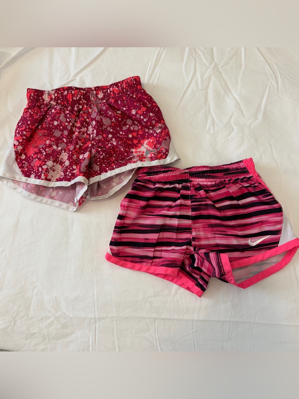Nike Girls’ Hot Pink & Light Pink MultiPrint Athletic Dri Fit Shorts Duo 2T